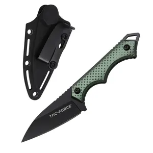 7” fixed blade knife green black full tang compact outdoor camping Whittling fruit knife
