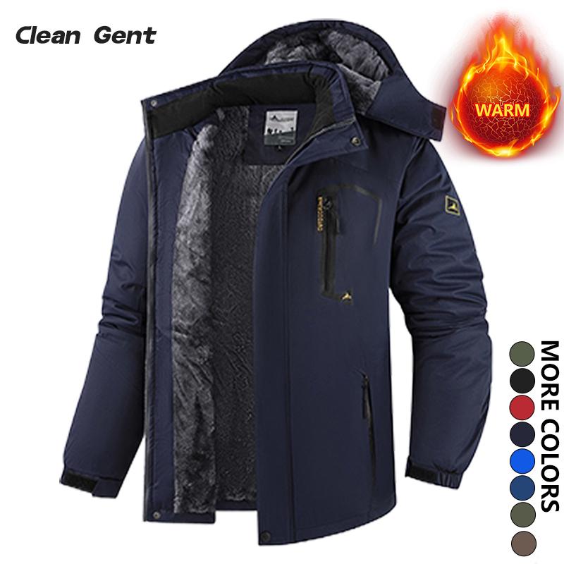 Men's Warm Fleece Outdoor Mountain Hooded Winter Jacket Windproof & Warm Fleece Lined Regular Fit Casual Long Sleeve Front Zipper Coat with Pockets Suitable for Autumn and Winter