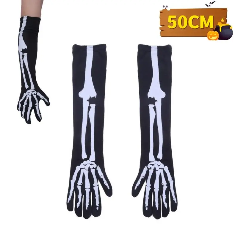 Halloween Gloves Black White Makeup Props Halloween Supplies Naturalness Skull Ghost Claw Gloves Festival Products 2024