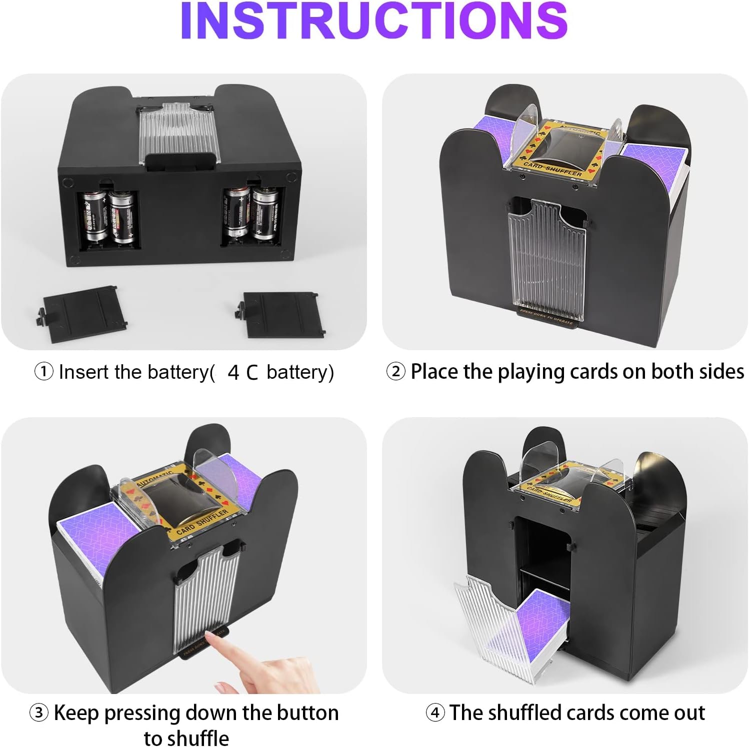 Automatic Card Shuffler, Battery-Operated Electric Shuffler, Casino Card Game for Poker, Home Card Game, UNO, Phase10, Texas Hold'em, Blackjack, Home Party Club Game