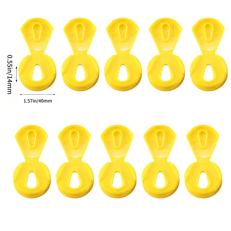 ten yellow 1.57-inch lids