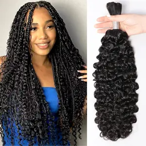 Megeen Hair Boho Human Braiding Hair 16A Burmese Curly Bulk for Daughter/Friend For Bohemian Knotless Braids Natural Curly End No Weft 1/3 Bundles 100g/1 Bundle 1B Natural Black Salon-Quality