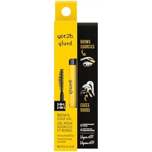 got2b Glued 2-in-1 Brow Gel & Edge Control, 0.54 Fl Oz, Strong Hold Styling Eyebrow Gel and Hair Mascara for Flyaways and Frizz with Castor Oil, Sweat-Resistant with Quick Dry, Clear Finish