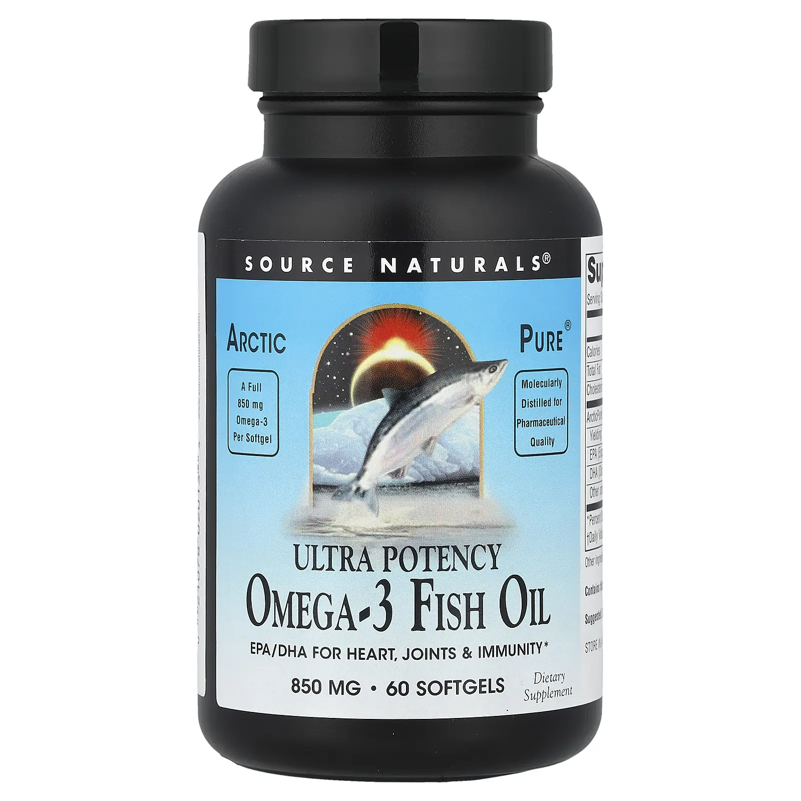 Source Naturals Arctic Pure®, Ultra Potency Omega-3 Fish Oil, 850 mg, 60 Softgels