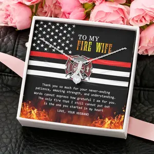 to My Fire Wife Necklace - Firefighter Wife Necklace Gift from Husband - AB BV875 - Necklace Jewelry with Gift Box for Birthday Anniversary