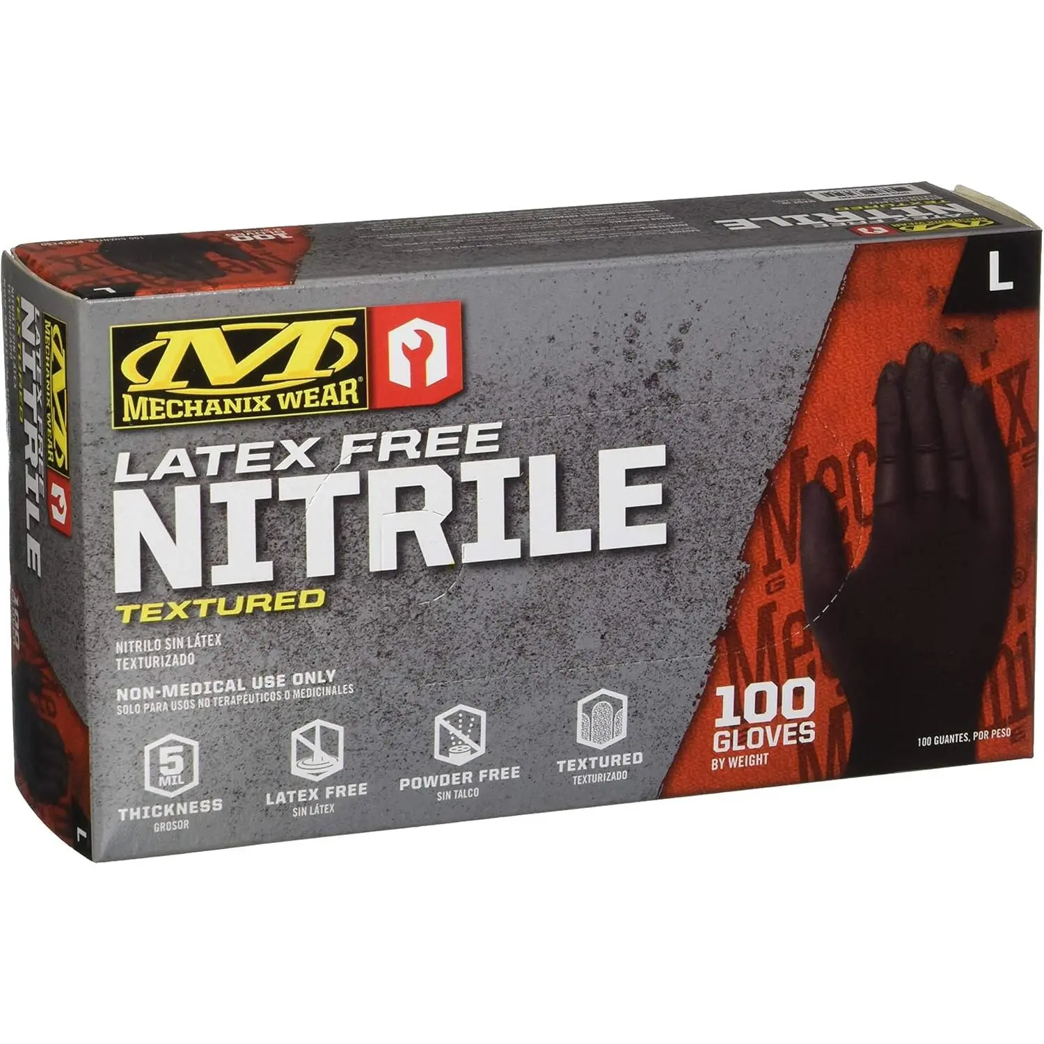 Unisex Nitrile Workwear Gloves, 5 Mil Black Disposable with Textured Fingers, Powder-Free for Messy Jobs, 100 Pack, Mess Jobs