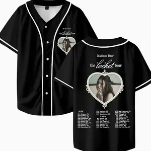 Madison Beer The Locket Tour 2026 Baseball Jersey Shirt V-Neck Women Men Short Sleeve Streetwear Clothes