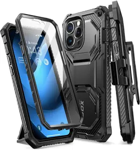 i-Blason Phone case for iPhone 14 ,14 Pro Max ,14 Pro,14 Plus,13 Case with Stand,Built-in Screen Protector,Military-Grade Protection,Full-Body Rugged Protective Bumper Case with Kickstand & Belt Clip Holster (Tilt)