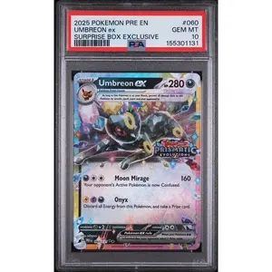 2025 POKEMON PRE EN-PRISMATIC EVOLUTIONS 060 UMBREON EX SURPRISE BOX EXCLUSIVE - PSA 10