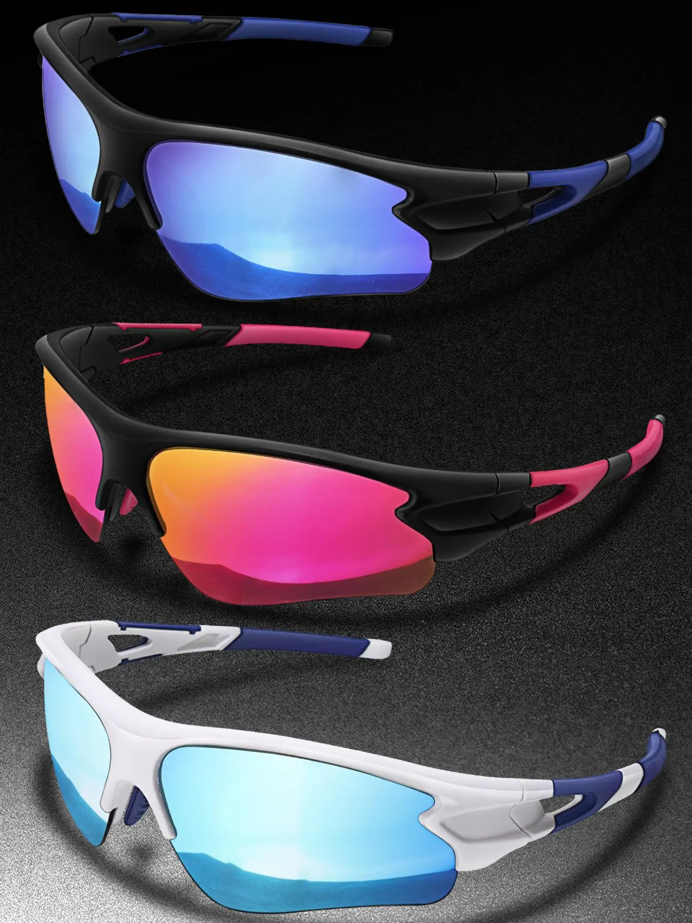 Unisex Sporty Colorblock Sunglasses, Trendy Windproof Sunglasses for Outdoor Sports, Fashionable Sports Eyewear for Cycling, Running, Hiking