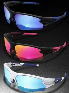 Unisex Sporty Colorblock Sunglasses, Trendy Windproof Sunglasses for Outdoor Sports, Fashionable Sports Eyewear for Cycling, Running, Hiking