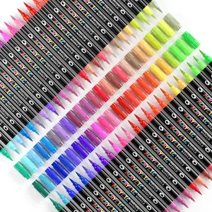 Double-Headed Dual-Color Acrylic Markers Set, Dual Tip Markers, 120 Pieces/240 Colors Acrylic Markers, Acrylic Felt, Felt Coloring, Alcohol Markers, Art Supplies, Student School Studio Supplies, Highlighters, Suitable for Petroglyphs, Stone Painting