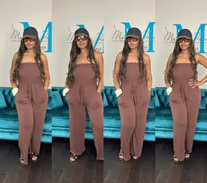 Strapless Smocked Get-Up-And-Go- Romper Chocolate Brown