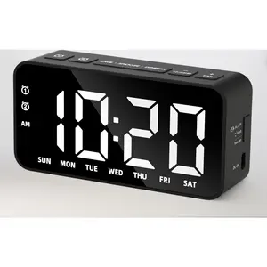 Digital Alarm Clock with Rechargeable Battery Backup Loud Bedside Desk Clock Memory Function Dual Alarm for Kids Adults