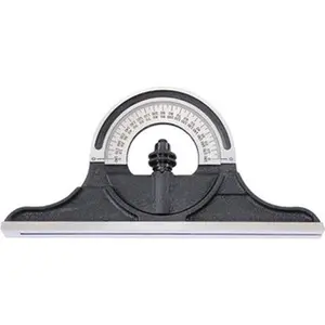 Starrett Reversible Combination Square - Cast Iron Black Wrinkle Coated Protractor Head, 12-24 in Long Blade (Model 52525)