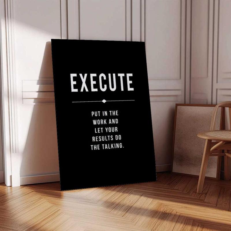 Motivational 3 Piece Set Wall Art Poster, Hustle Grind Execute Prints, Minimalist Office Decor, Printable Inspirational Poster