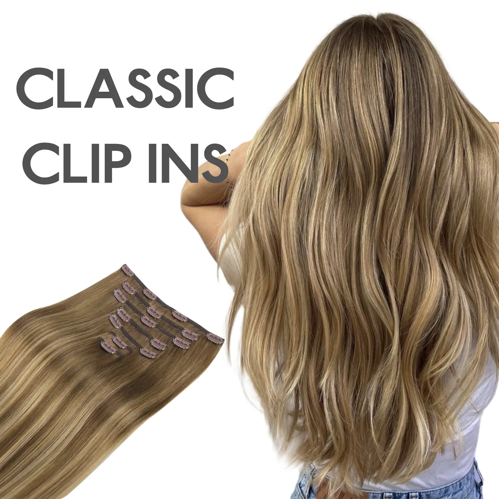 #6B/18D Balayage Chestnut Brown Mixed Dirty Blonde