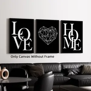 Heart Design & Letter Pattern Canvas Painting, Modern Wall Art Painting, Wall Art Decor for Home Living Room Bedroom Office, Ornaments
