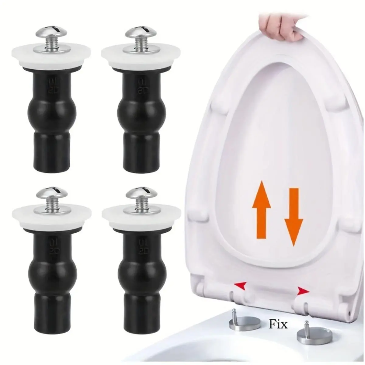 Toilet Seat Hinges Bolt, Toilet Seat Bolts, 4 Counts Expanding Small Universal Toilet Seat Screws, Rubber Top Nuts, Screw Fixings Blind Hole Fittings for Toilet, Toilet Seat Parts, Toilet Seat Expansion, Toilet Seat Installation