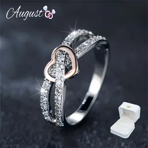 Women's Infinity Heart Shaped Promise Love Shaped Cubic Zirconia Female Ring Valentine's Day Gift Couple Ring Exquisite Packaging Size (6-10) SpringStatements