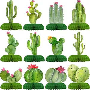Cactus Party Table Centerpieces - 12 count Succulent Greenery Decorations for Fiesta, Taco Party, Southwestern Birthday,  Shower, Summer Garden Theme