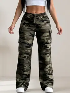 Women's Camo Print Pants, Casual Comfortable Long Pants, Spring & Fall Fashion, Ladies' Daily Wear Bottoms, Stylish and Comfortable, Casual Outdoor Trouser