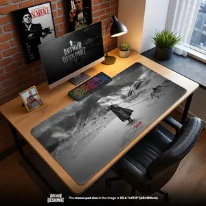 Berserk Guts Dark Fantasy Anime Desk Mat, Black Swordsman Gaming Mousepad, Seinen Manga Otaku Gift, Desk Mat Gaming Gear for Work Game Office Home, Gift for Friends (NO RGB LED)