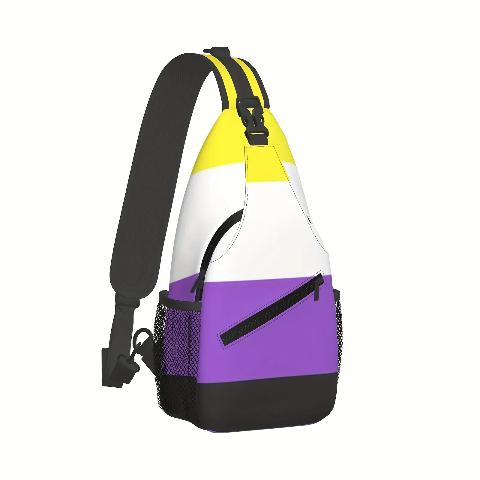 Crossbody Chest Bag Hiking Backpack LGBT Gay Pride Flag Shoulder Bag Polyester Composite Cloth High-Density Durable Large Capacity for iPad Books Clothes Cameras