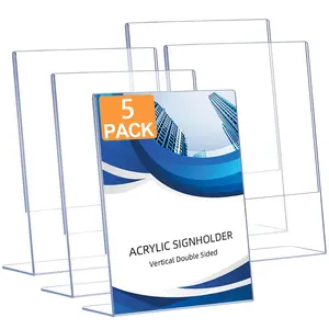 Acrylic Sign Holder, Clear Display Holder, L-shape Vertical Menu Holder Stand, Flyer Display Stand, Table Paper Holder, Sign Display Stand for Restaurants, Store, Office