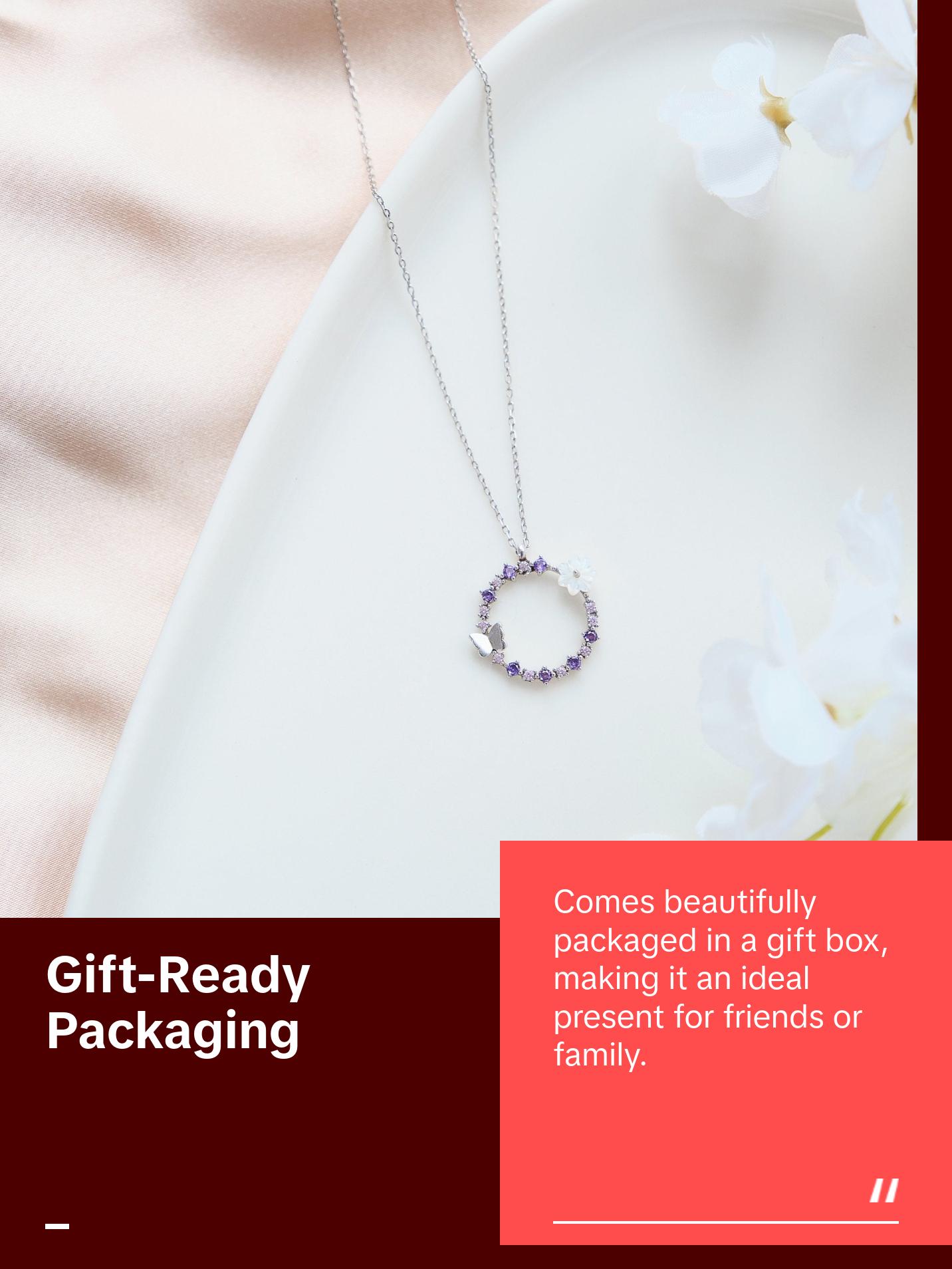 925 Sterling Silver Floral Circle Necklace for women & Girls, Fashion Jewelry, Gift Box Included