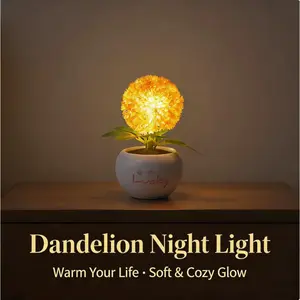 LED Dandelion Potted Night Light - Instagram-Style Bedside Table Lamp & Mood Light for Dorms and Bedrooms; A Charming Gift