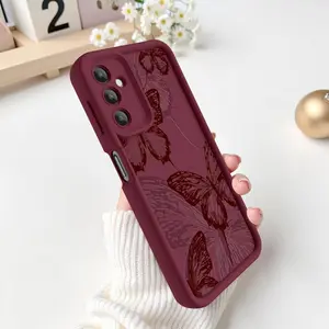 for iPhone 17 Promax and Samsung Galaxy A16 5G Case, Creative Butterfly Pattern Design for Girl Women, Soft Silicone Shockproof Anti-Scratch Protection Phone Cover for Galaxy A16 (Burgundy Red Butterfly)
