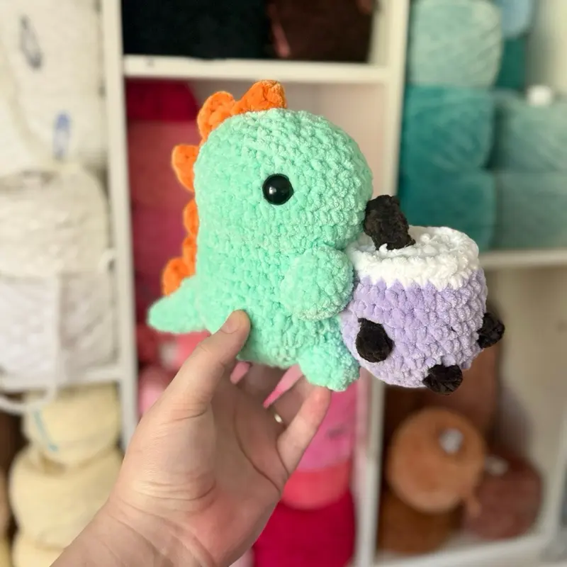Boba Dino Handmade Crochet Plushie