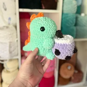 Boba Dino Handmade Crochet Plushie