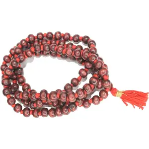 8mm Red (Rosewood)  Japa Mala Beads Necklace Beads 108 + 1 Hand Knotted Meditation Prayer