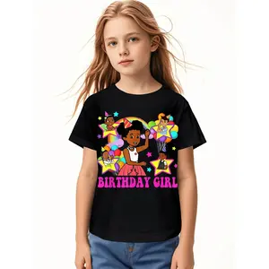Soft Breathable It's My Birthday Girl Gracie Pink Doll Family Decora T-Shirt for Kids | Boys & Girls Graphic Tee - Round Neck Shirt for Early Elementary - Birthday Party Outfit or Everyday Play Clothes - Easy-Care Parent-Favorite Apparel, Kids Casual