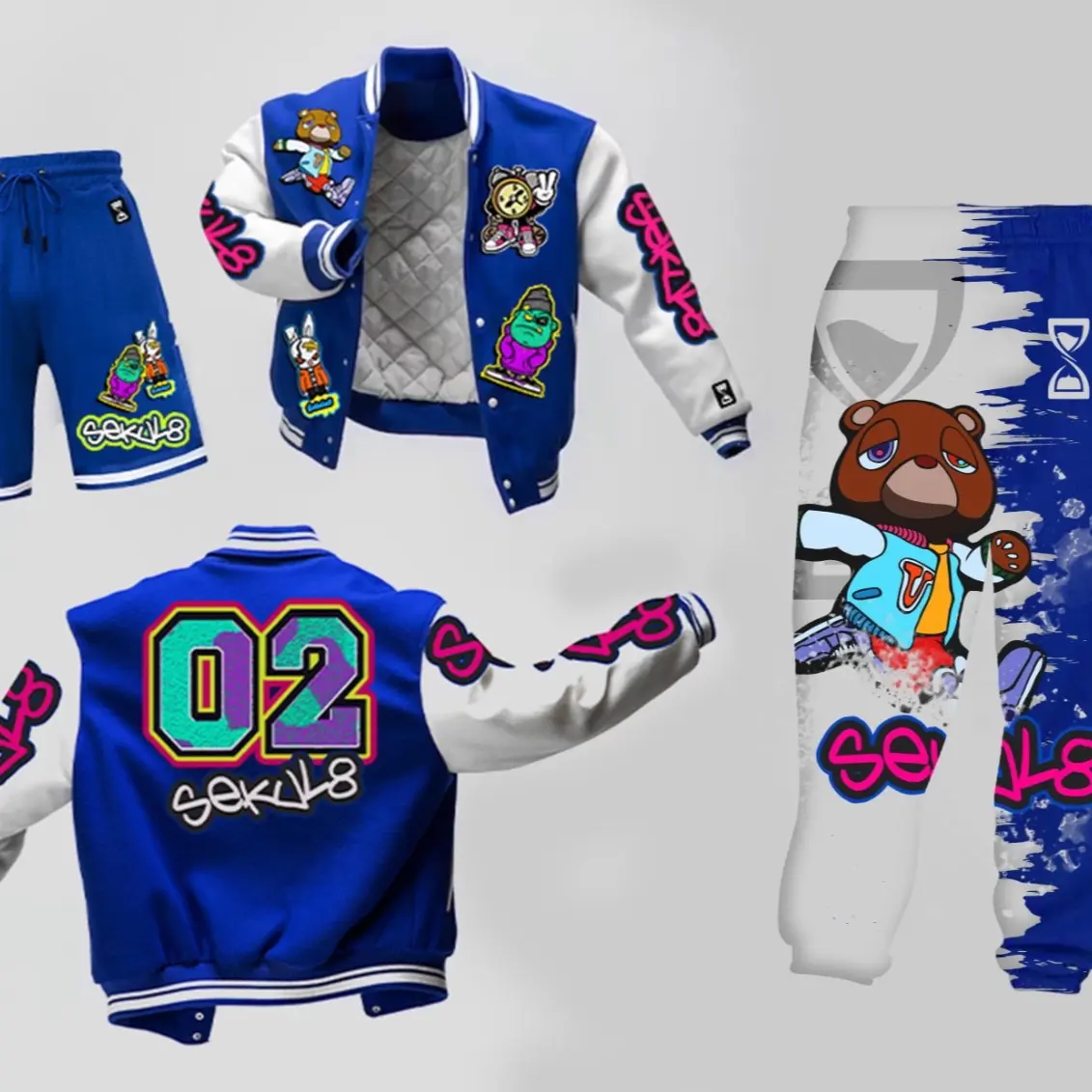 Sekul8 Baseball Jacket - 100% Original Leather Arms with Chenille and Embroidery