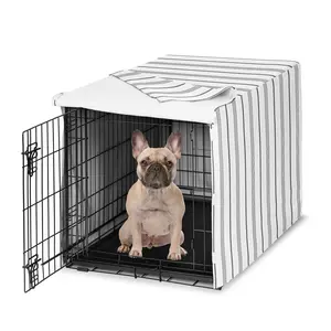 Sweet Jojo Designs 30in. Small/Medium Dog Crate Cover (White and Grey Stripe) Pet Cage, Kennel Covers (Modern, Neutral, Contemporary, Striped, Elegant, Pinstriped, Minimalist, Gray Stripes)