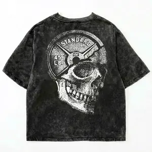 Acid Wash Vintage Skull Gym T-Shirt | Workout Tee for Men & Women | Bodybuilding Fitness Graphic Shirt | Weightlifting Gym Wear, Streetwear Muscle Tee | Oversized Pump Cover Gym Outfit | Hardcore Lifting Aesthetic Tee 2026