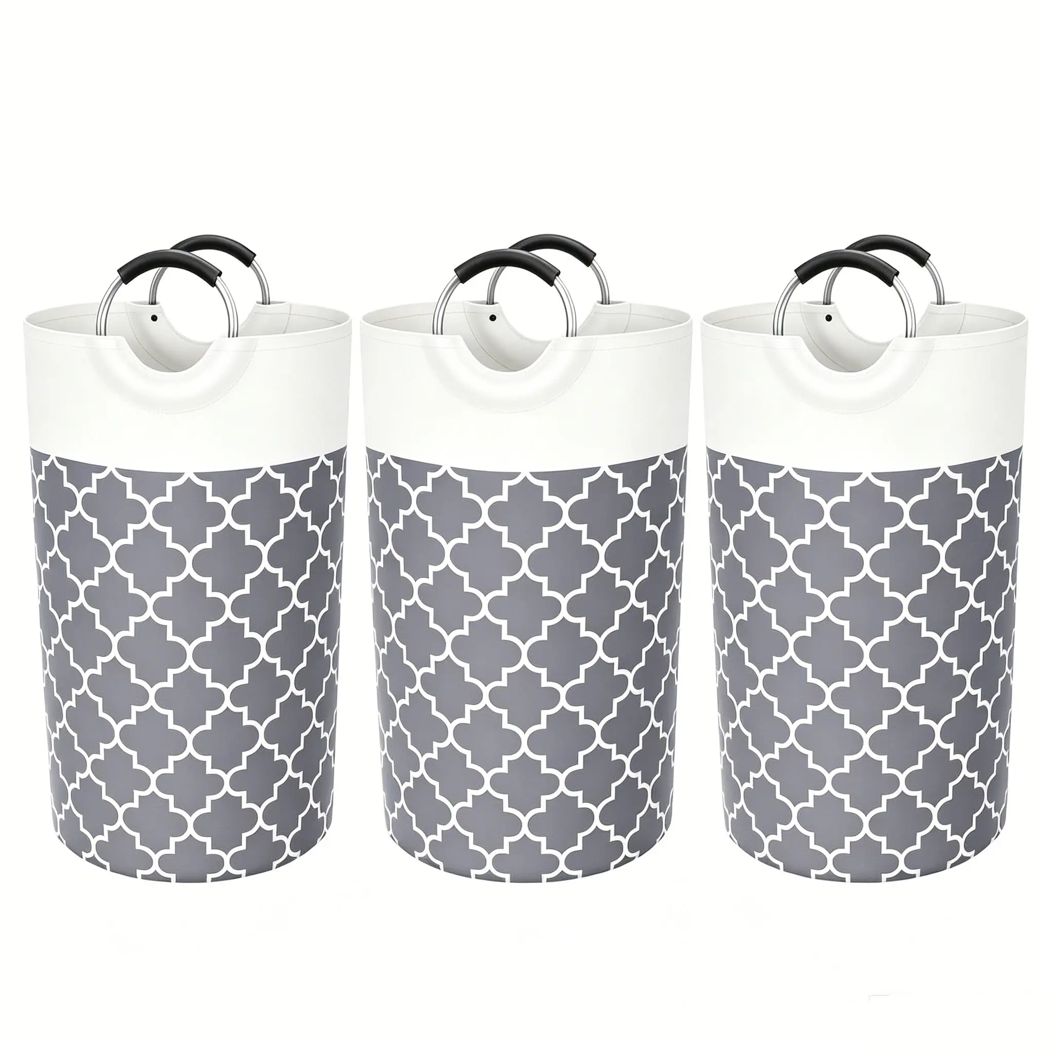 3pack 82L Large Laundry Basket clothes Hamper Bag Collapsible Tall with soft Handles, Travel, Bathroom, College Essentials Storage for College Dorm, Familys