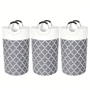3pack 82L Large Laundry Basket clothes Hamper Bag Collapsible Tall with soft Handles, Travel, Bathroom, College Essentials Storage for College Dorm, Familys