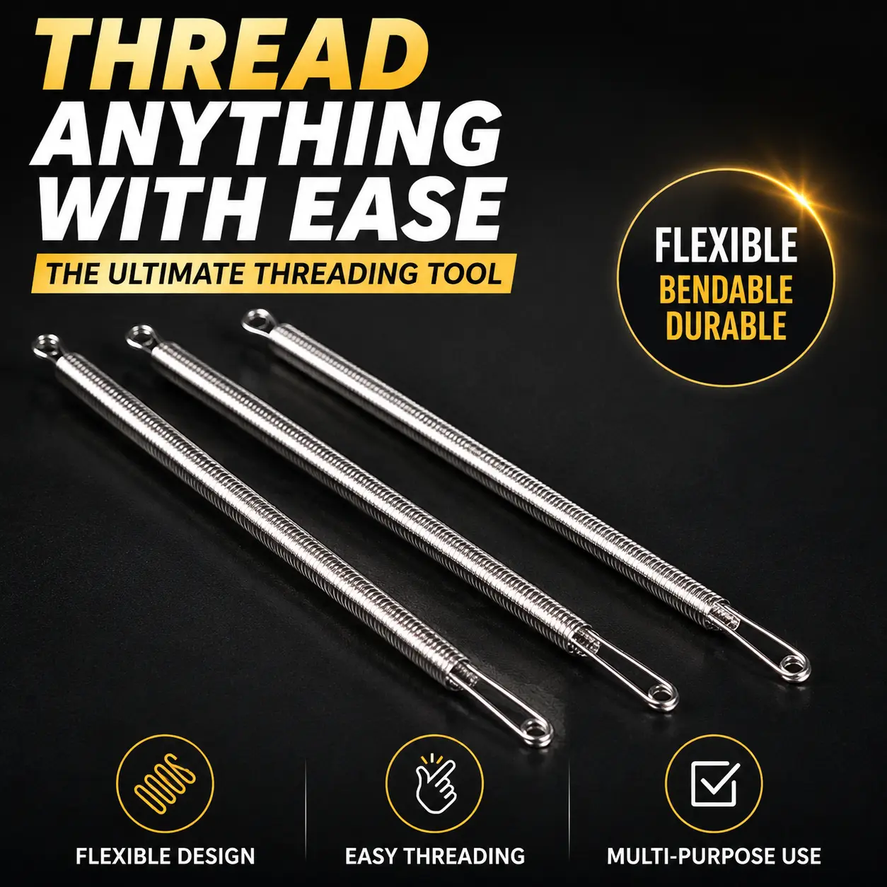 2PCS Bendable Threading Tool for Drawstrings, Elastic Bands & Shoelaces, Flexible Clothing Repair Tool 2PCS Bendable Threading Tool for Drawstrings, Elastic Bands & Shoelaces, Flexible Clothing Repair Tool