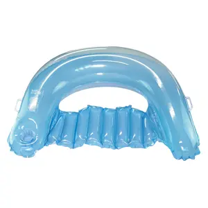 Maccabi Art Chill-Out Chair Inflatable Pool Float, 48 x 37.5 In Water Lounge with Backrest, Armrests and Cup Holder, Easy Grip Valve, DuraSeam PVC, AirFlate Tool and Repair Patch, Heavenly Blue