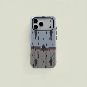 Magnetic Wireless Charging Compatible Abstract Art Phone Case, Shockproof Wireless Charging Cover for iPhone 12-17 Pro Max, Unique Grunge Drip Design Protective Case, Simple and Stylish Phone Case