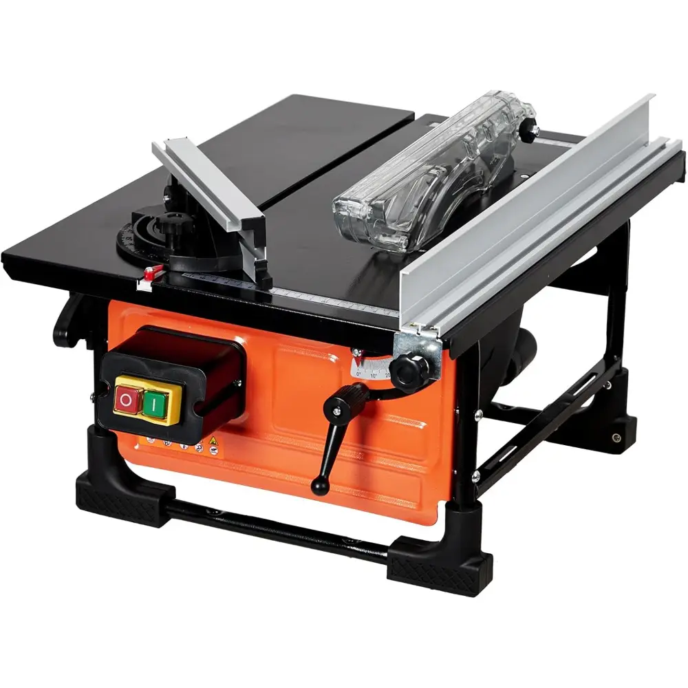 Compact 8-Inch Table Saw for Jobsite – 6.7-Amp Copper Motor, 3576RPM, 24T Blade, Sliding Miter Gauge – DIY Woodworking & Furniture Tool, 800W-Orange, Sliding Gauge