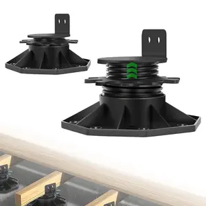 12Pack Adjustable Deck Support Pedestal Foundation Base for Floating Deck Platform, Height Adjustable from 1-3/16" to 2-3/8", Black