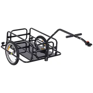 Aosom Foldable Bike Cargo Trailer Cart with Hitch, 88 lbs. Capacity, Black