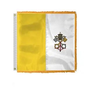 AGAS Vatican City Papal Flag with Gold Fringe, Heavy Duty Nylon Religious Papal Flag for Parades and Official Gatherings