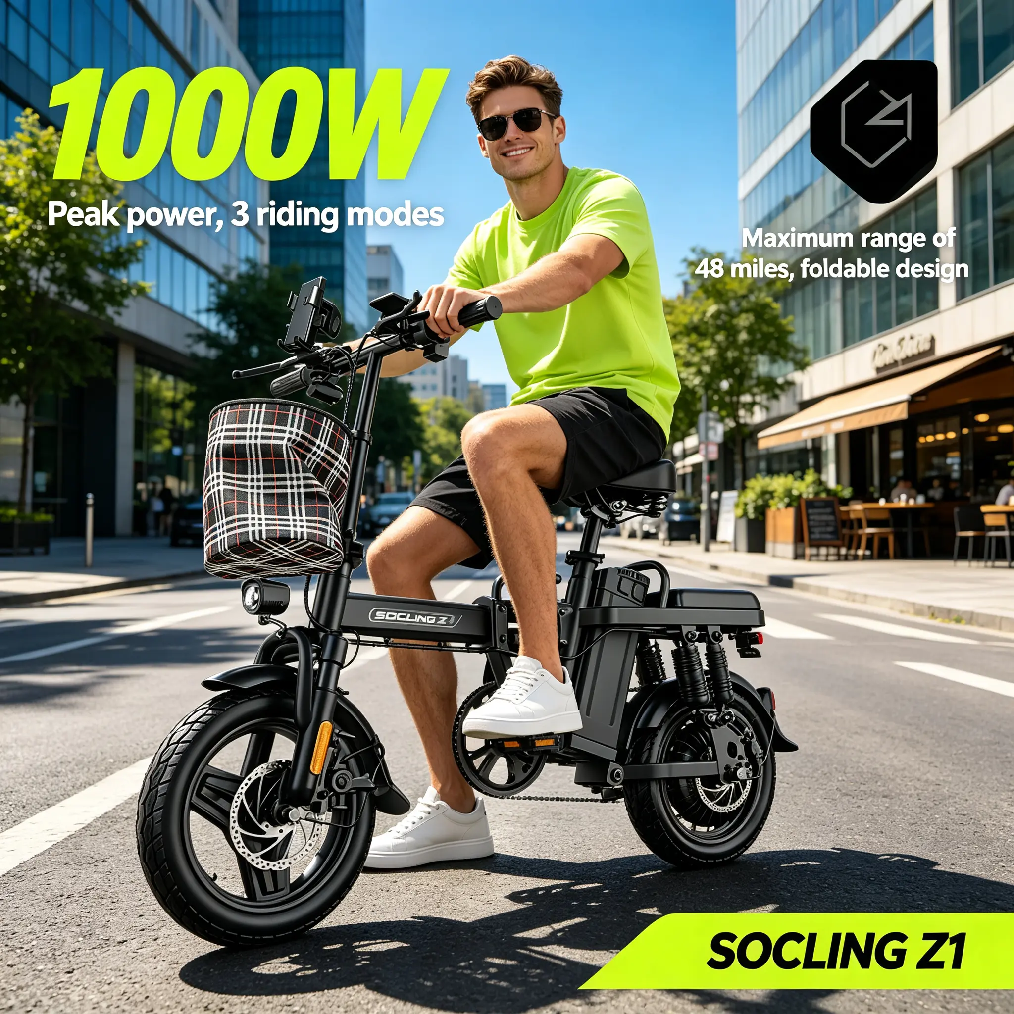 Z1 Folding Electric Bike for Adults, Portable E-Bike Fits Car Trunk for Road Trips