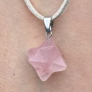 Rose Quartz Merkaba Necklace natural gemstone #handcrafted